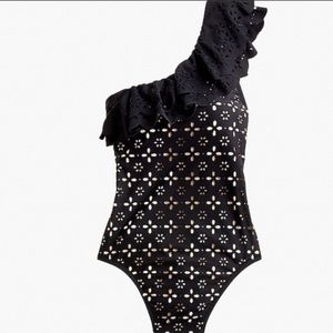 Jcrew Scalloped One Shoulder Laser Cut Eyelit Swimsuit - Women’s 10 - NWT